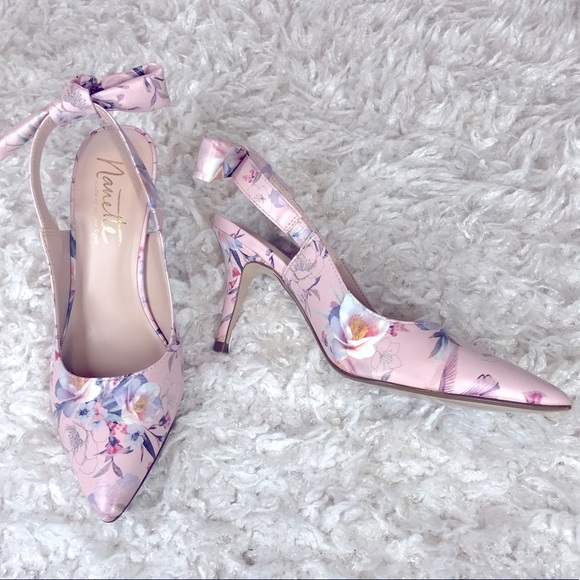 NANETTE LEPORE- FLORAL SLING BACK HEELS - Picture 1 of 10